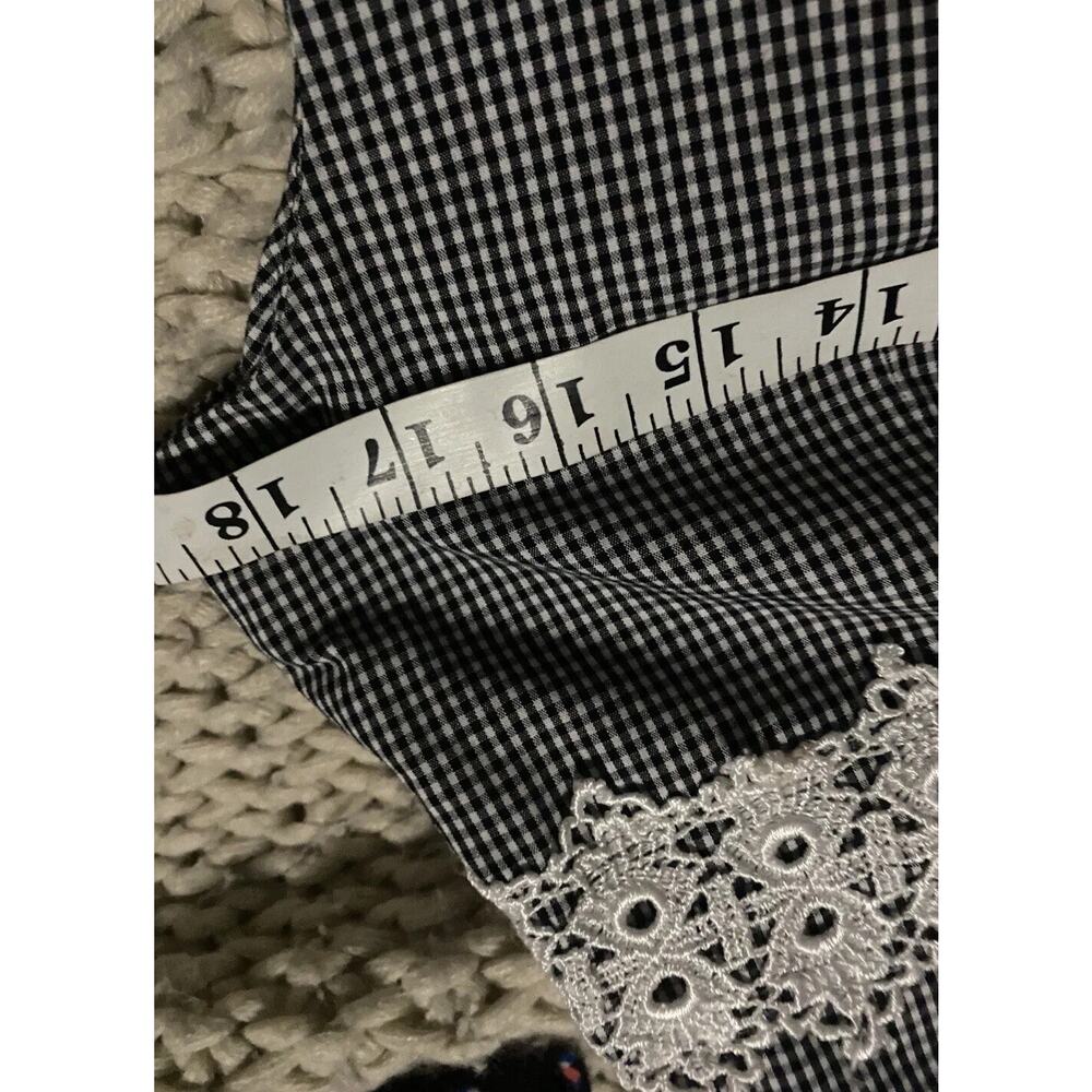 vtg 90s Gingham Dress Sheath Women 6 8 black White Check Crochet Y2k Mini - Picture 6 of 16